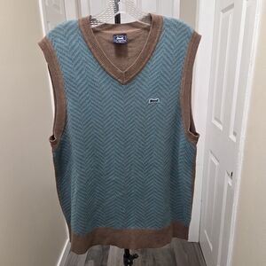 Le Tigre 100% Cotton Teal and Brown Knit Vest